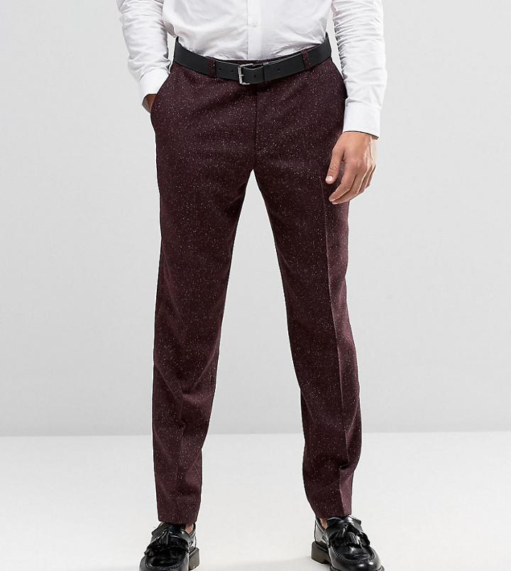 Heart & Dagger Slim Smart Pants In Fleck - Red