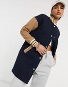 Gant Longline Varsity Coat In Navy