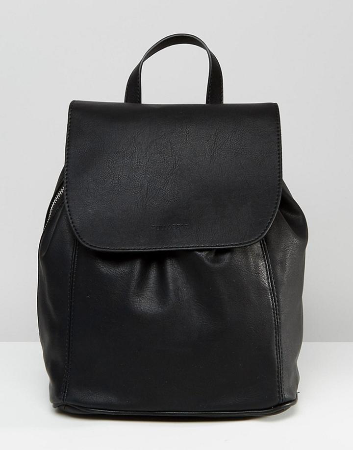 Pull & Bear Minimal Backpack With Side Zip Detail - Black