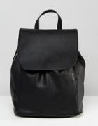 Pull & Bear Minimal Backpack With Side Zip Detail - Black