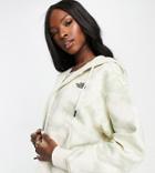 The North Face Essential Full Zip Hoodie In Beige/ White Tie Dye Exclusive At Asos-brown