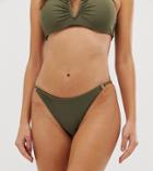 Glamorous Exclusive High Leg Bikini Bottom In Khaki