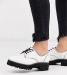 Asos Design Wide Fit Valve Chunky Chain Lace Up Flat Shoes In White
