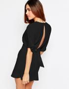 Asos Kimono Romper With Open Back And D-ring - Black