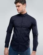 Armani Jeans Tonal Logo Shirt Slim Fit Stretch In Navy - Navy