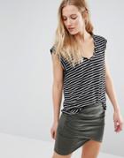 Pam & Gela Kate Striped Muscle Tee - Black