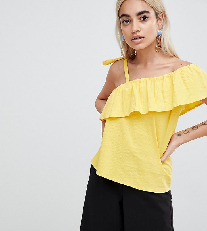 Vero Moda Petite Frill One Shoulder Top - Yellow