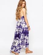 Billabong Silver Bloom Maxi Dress With Cross Back In Tie Dye - Blue Cruz