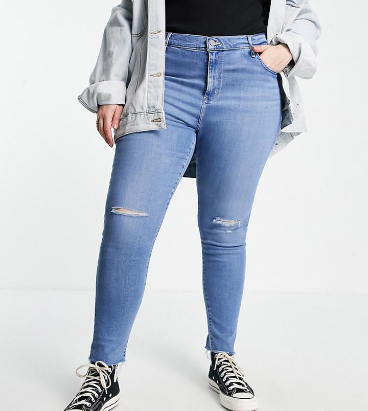 Levi's Plus 721 Hi-rise Skinny Jeans In Mid Wash Blue