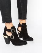 Asos Reality Check Suede Western Ankle Boots - Black