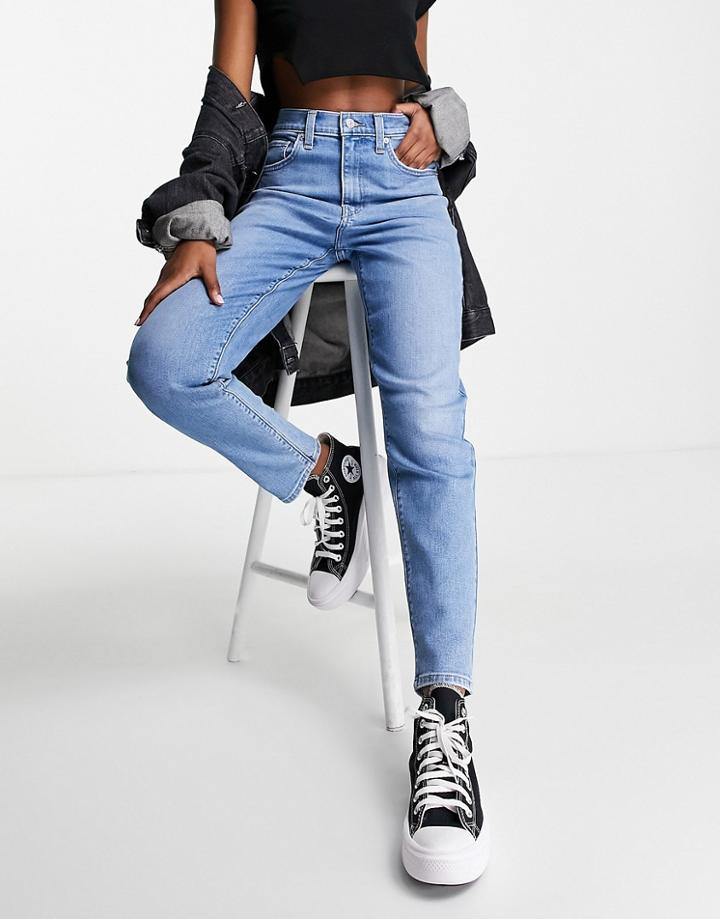 Levi's High Waisted Mom Jean In Mid Wash-blues