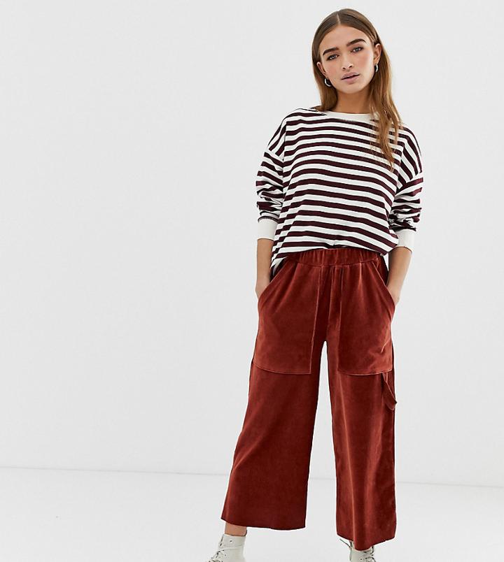 Asos Design Petite Jersey Cord Utility Pants - Brown