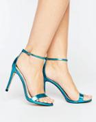 Steve Madden Stecy Metallic Blue Barely There Heeled Sandals - Blue