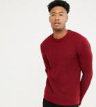 D-struct Tall Chunky Waffle Knit Sweater - Red