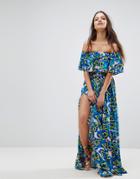 Asos Beach Co Ord Maxi Skirt In Pansy Print - Multi