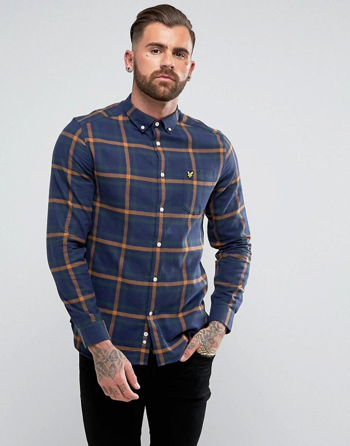 Lyle & Scott Check Flannel Shirt Navy - Navy