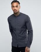 Replay Collarless Micro Diamond Print Shirt In Black - Black
