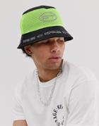 Crooked Tongues Rave Unisex Bucket Hat In Neon Mesh - Black