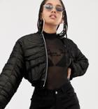 Asos Design X Laquan Smith Rouched Cropped Bomber - Black