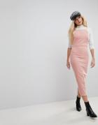 Asos Cord Bodycon Dress In Pale Pink - Pink