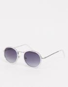 Aj Morgan Round Sunglasses In Clear With Smoke Fade Lens