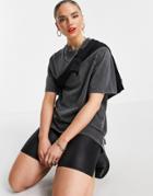 Asos Design Oversized T-shirt With Dipped Hem In Washed Gray-grey