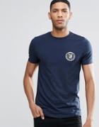 Asos Muscle T-shirt With Front Text Print In Navy - Navy