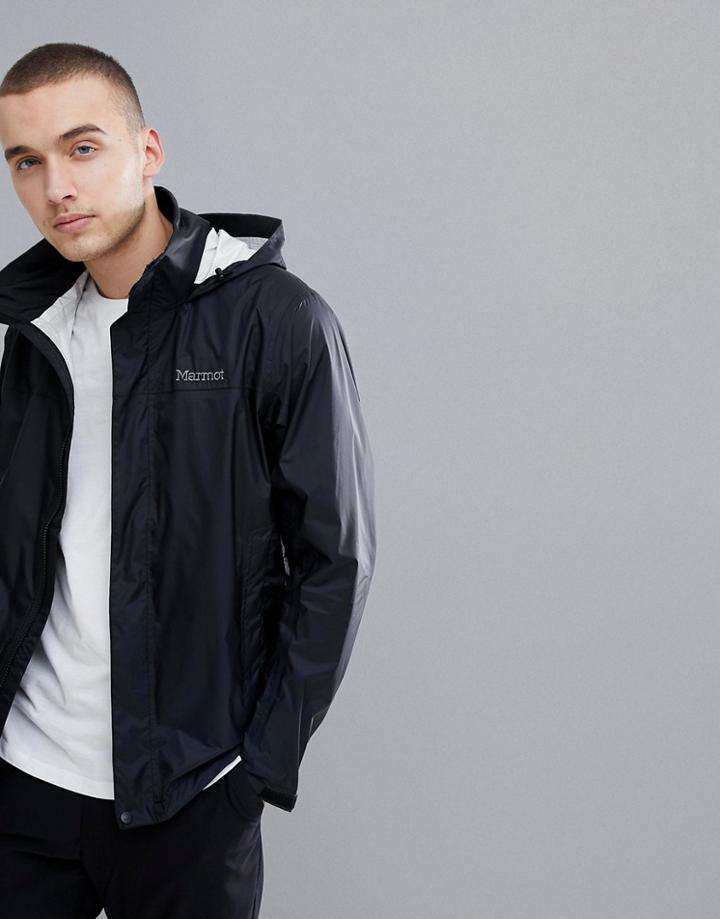 Marmot Precip Jacket Waterproof With Attached Hood In Black - Black