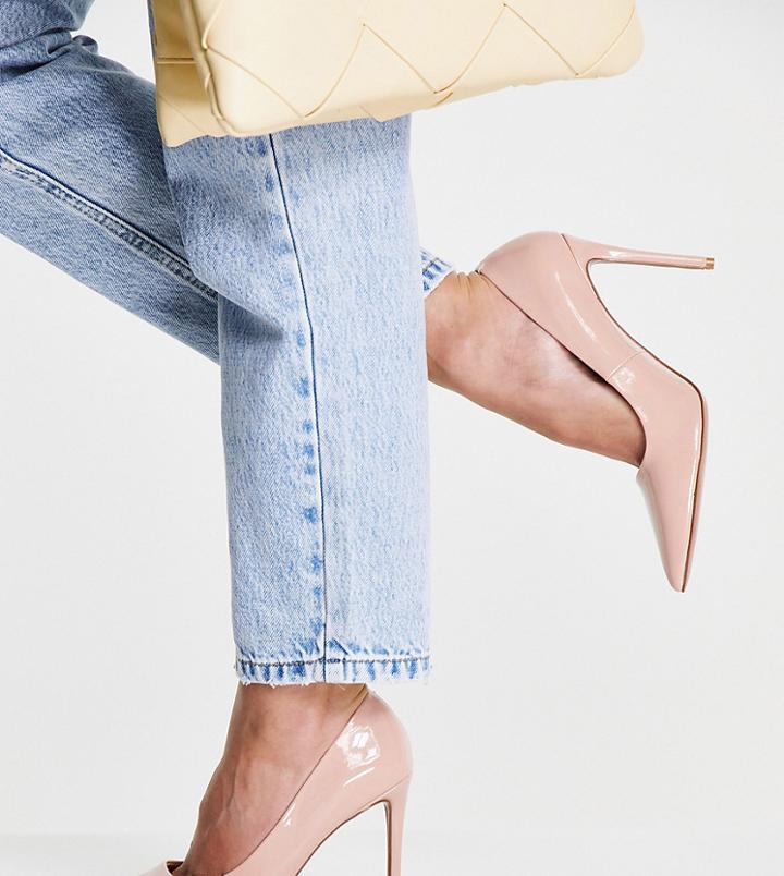 Asos Design Wide Fit Penza Pointed High Heeled Pumps In Beige-neutral