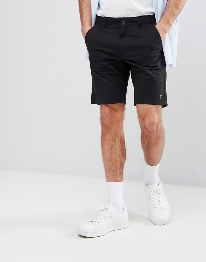 Farah Hawk Chino Twill Shorts In Black - Black