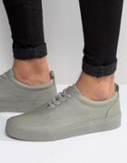 Asos Lace Up Sneakers In Gray Pu - Gray