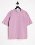 Adidas Originals Essentials T-shirt With Central Logo In Mauve-pink