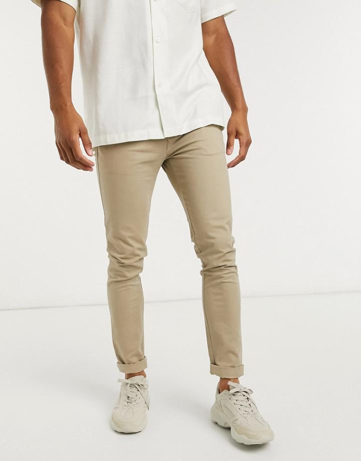 Topman Stretch Skinny Chinos In Stone-neutral