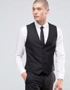 Burton Menswear Skinny Vest In Slub - Black