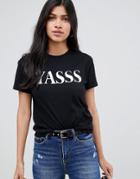 Asos Design T-shirt With Yasss Print - Black