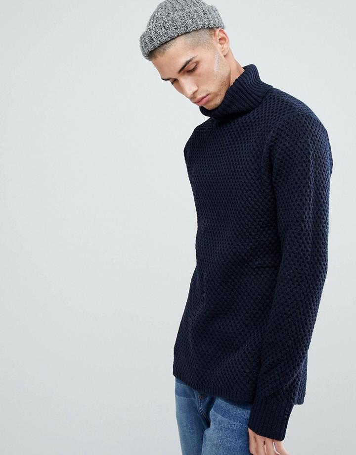 Bellfield Roll Neck Sweater - Navy