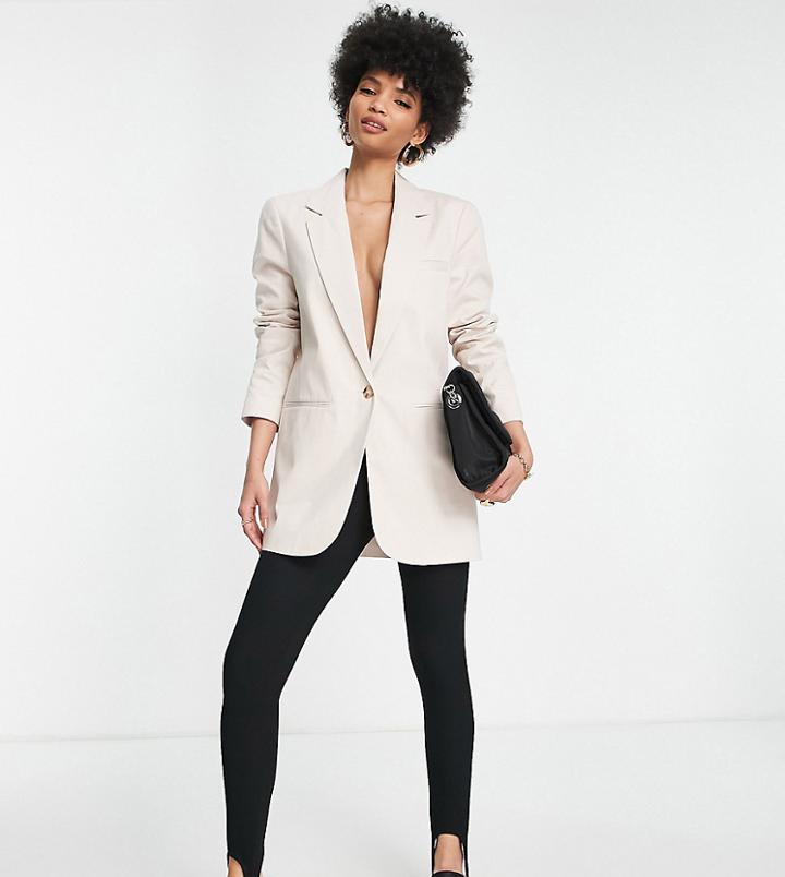 Asos Design Tall Twill Dad Blazer In Neutral