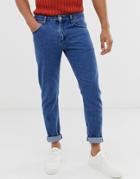 Asos Design Slim Jeans In Retro Mid Wash Blue