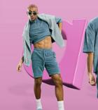 Asos Design Set Oversized Towelling Shorts In Blue-blues