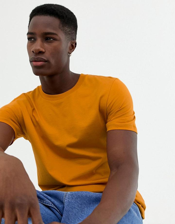 Selected Homme T-shirt In Pima Cotton-orange