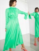 Asos Edition Oversized Maxi Dress With Drawstring Detail In Green