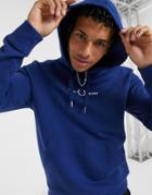 Fred Perry Embroidered Logo Hoodie In Blue