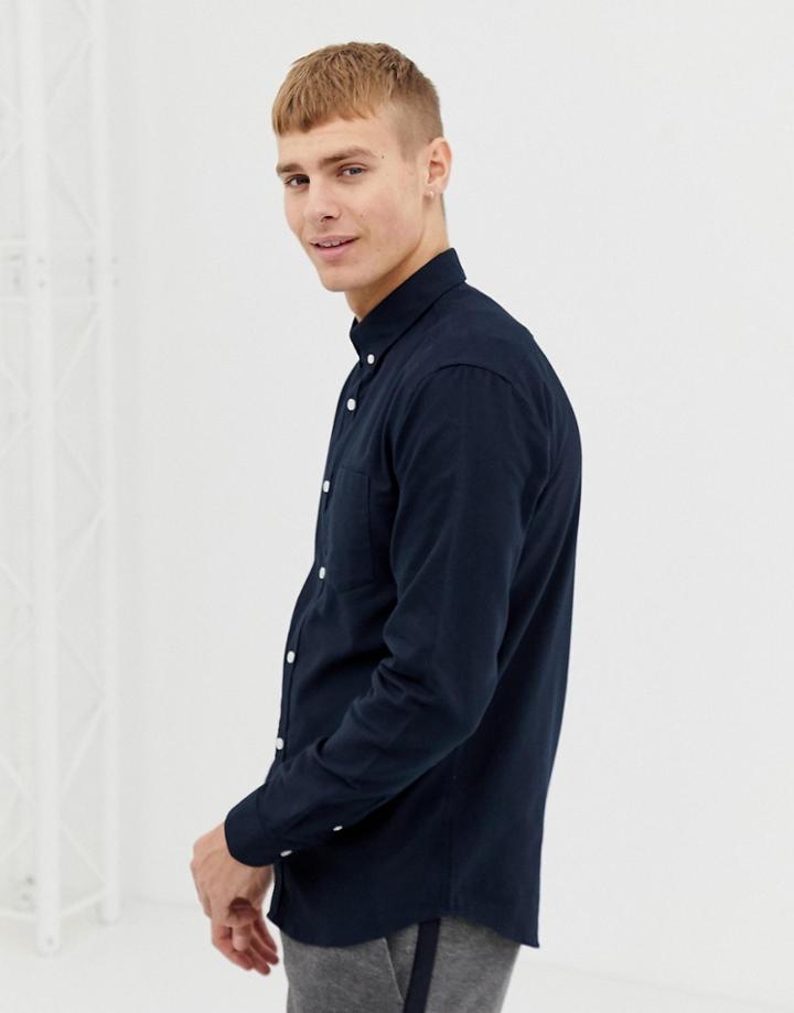 New Look Oxford Shirt In Regular Fit In Navy