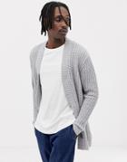 Asos Design Heavyweight Chenille Cardigan In Pale Gray - Gray