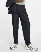 Asos Design Oversized Tapered Suit Pants In Black