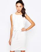 Daisy Street Midi Dress With Tie Waist And Overlay Top - White