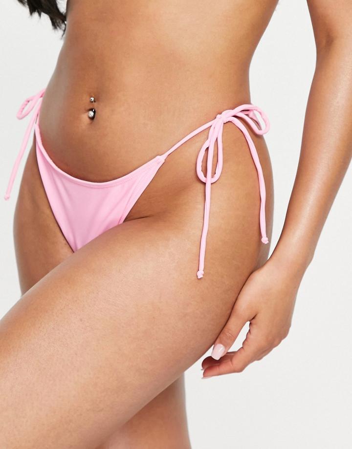 Missguided Bikini Bottoms With Tie Sides In Pink