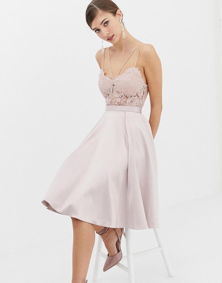 Closet Satin Panel Midi Skirt-pink