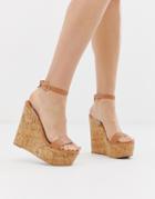 Asos Design Teaser High Wedges With Clear Strap - Tan