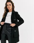 Missguided Pocket Detail Coat In Black